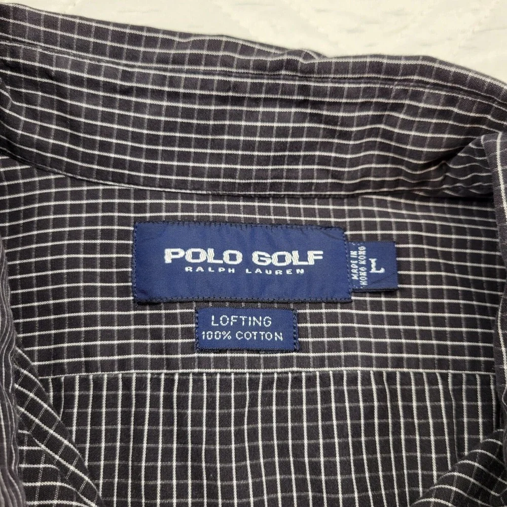 Ralph Lauren Polo Golf lofting 100% cotton black check long sleeve dress shirt L
